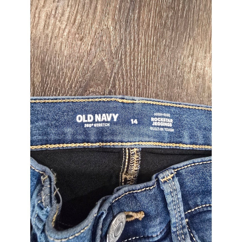 Old Navy Girl Blue Rockstar Jeggings High Rise 360 Stretch Built-In Tough Size14 - Picture 2 of 3